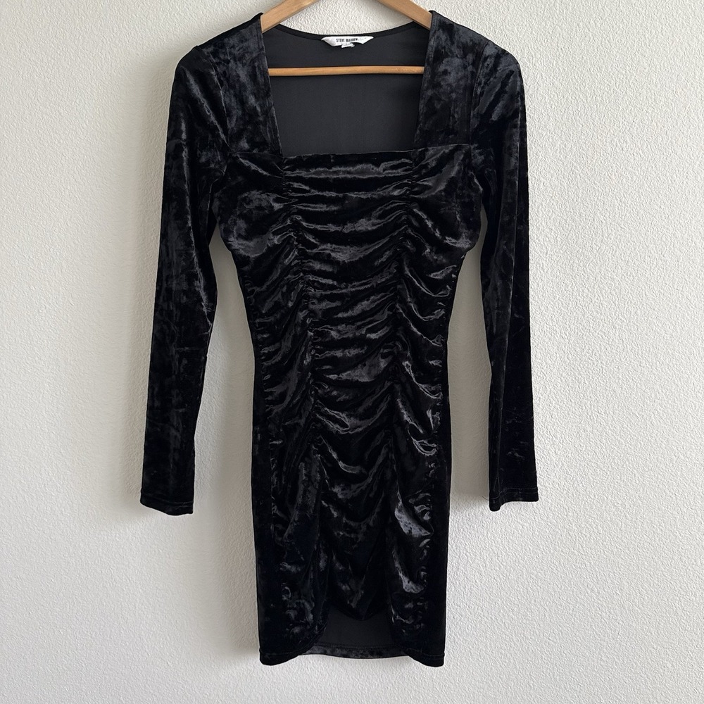 Steve Madden Black Velvet Square Neck Mini Dress Womens Medium Whimsigoth Witchy